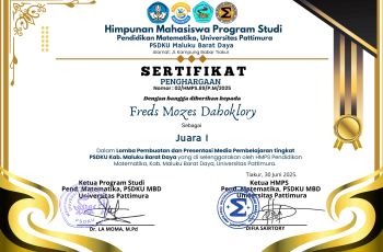 Freds Mozes Daboklory, Juara I Lomba Pembuatan dan Presentasi Media Pembelajaran tingkat PSDKU Kab. Maluku Barat Daya