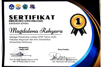 Magdalena Rehyara, Juara I Olimpiade Penelitian Mahasiswa Indonesia (OPMI) Tingkat Nasional