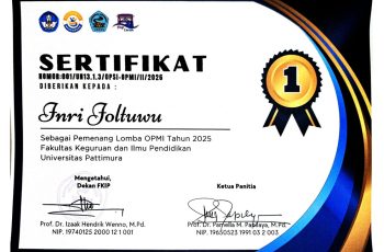 Inri Joltuwu, Juara I Olimpiade Penelitian Mahasiswa Indonesia (OPMI) Tingkat Nasional